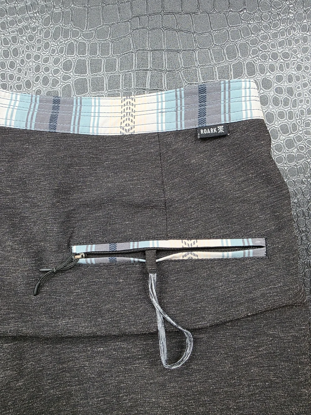 Roark The Chiller Raya Boardshorts Mens Sz 36 Gray Hemp Blend Contrasting Trim